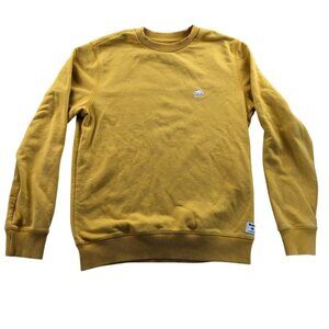 Roots Mens weatshirt Size XS Crewneck Pullover Casual Yellow Athleisure Travel